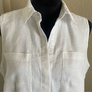 Chico’s size 2 white linen sleeveless button tunic